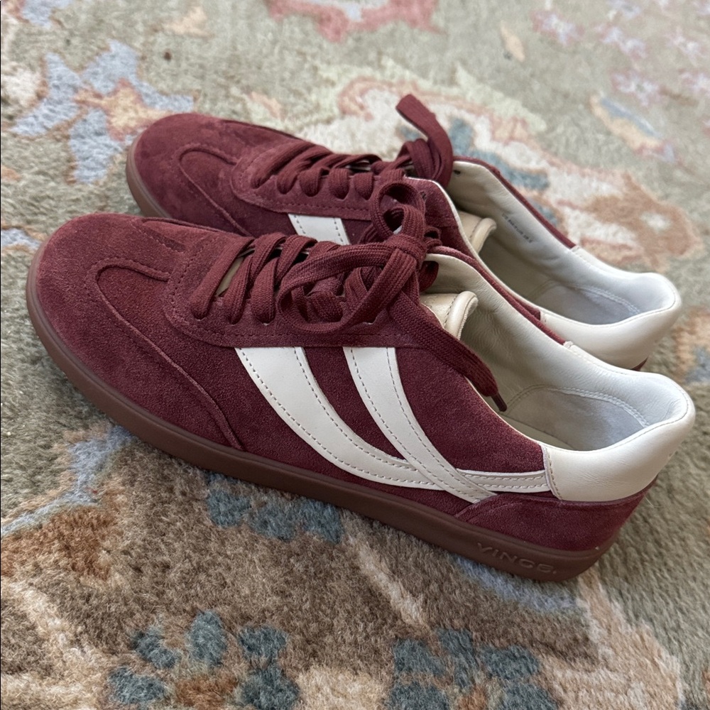 Vince Burgundy Sneakers with White Stripes size 8